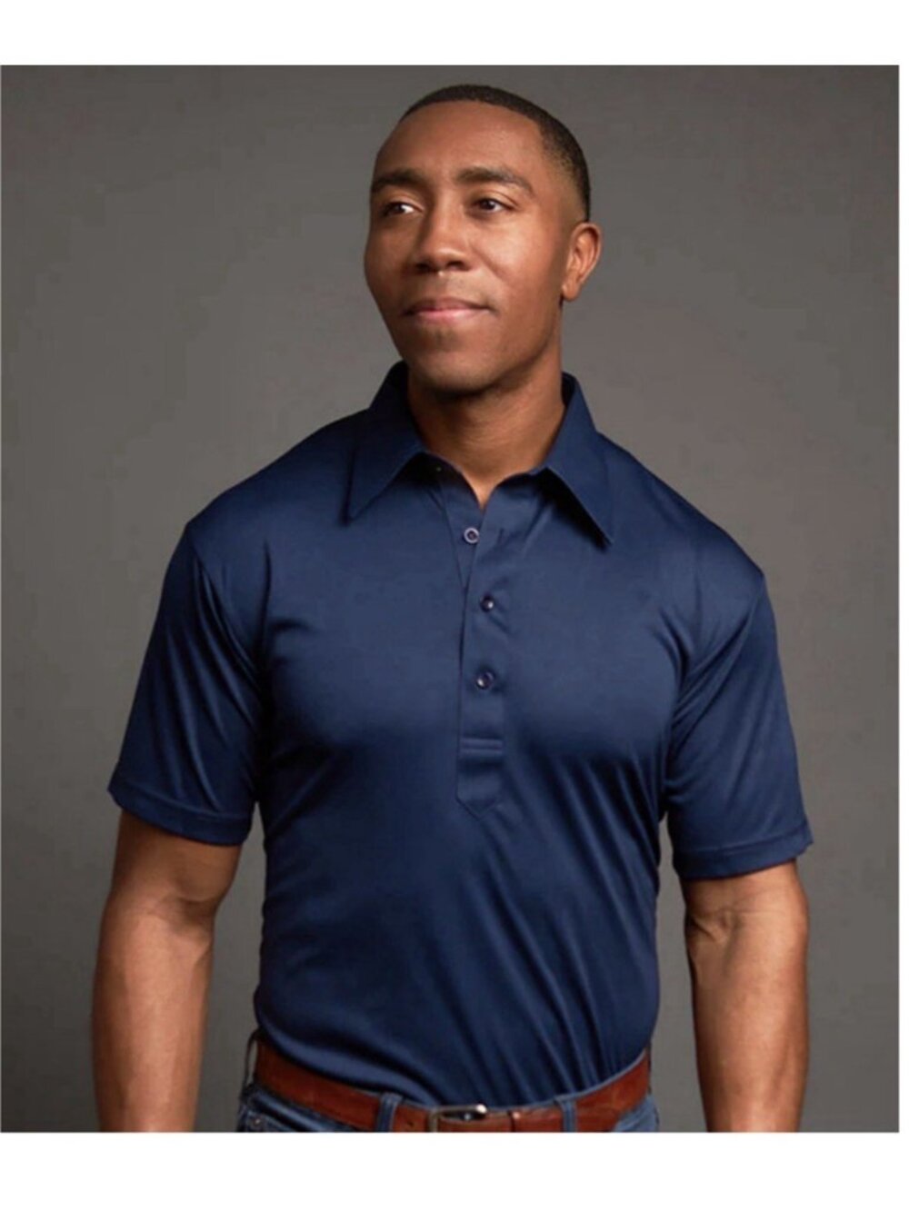 Collars & Co. The Original Dress Polo M-Tall Navy Performance 4Way Stretch NWT